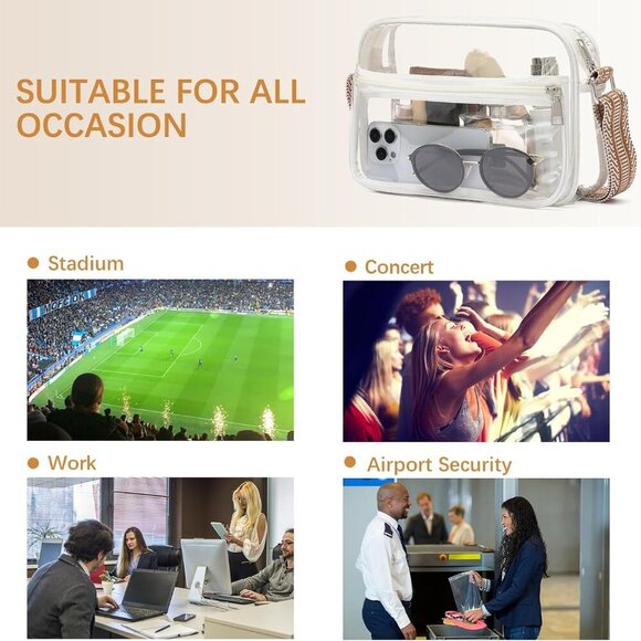 Clear Bag for Women Stadium Approved Clear Bags Small Crossbody Purse Trendy for - Picture 7 of 8